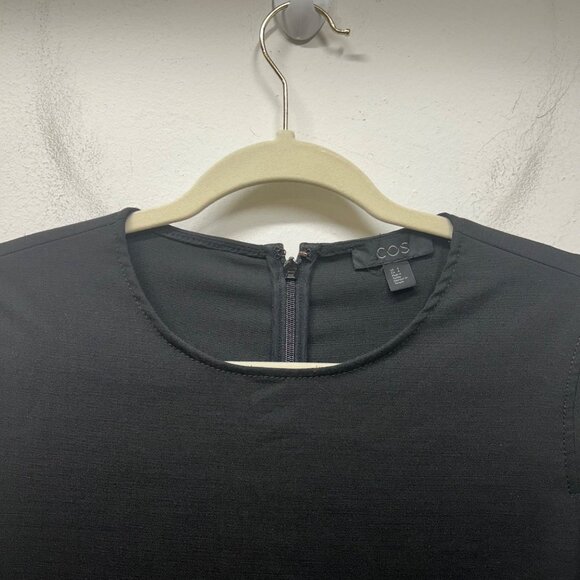 COS Black Long-Sleeve Button Cuff Shift Dress US 6 Polyester/Wool Blend - Picture 4 of 13